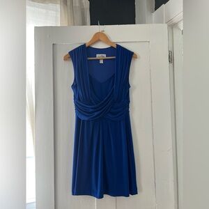 Joseph Ribkoff NWOT Royal Blue Jersey Knit Draped Front Cocktail Dress Size 12